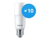 Multipack 10x Philips Corepro LED E27 Tubular Stick Frosted 9.5W 950lm - 830 Warm White | Replaces 75W