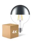 Multipack 4x Philips Classic LED Globe E27 Filament Mirror Clear 120mm 7.2W 650lm - 827 Extra Warm White | Dimmable - Replaces 60W